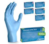 100x ARNOMED® Guantes nitrilo talla M Azul, Guantes desechables quirurgicos y laboratorio, Luvas nitrilo descartaveis sin polvo y látex, Manoplas nitrilo en XS, S, M, L, XL, XXL