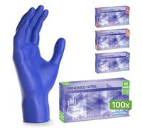 100x ARNOMED® Guantes nitrilo talla M Azul Océano, Guantes desechables quirurgicos y laboratorio, Luvas nitrilo descartaveis sin polvo y látex, Manoplas nitrilo en XS, S, M, L, XL, XXL