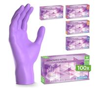 100x ARNOMED® Guantes nitrilo talla M Morado, Guantes desechables quirurgicos y laboratorio, Luvas nitrilo descartaveis sin polvo y látex, Manoplas nitrilo en XS, S, M, L, XL, XXL