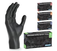 100x ARNOMED® Guantes nitrilo talla M Negro [50% más gruesos], Guantes desechables, Luvas nitrilo descartaveis sin polvo y látex, Manoplas nitrilo en S, M, L, XL