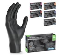 100x ARNOMED® Guantes nitrilo talla M Negro, Guantes desechables quirurgicos y laboratorio, Luvas nitrilo descartaveis sin polvo y látex, Manoplas nitrilo en XS, S, M, L, XL, XXL