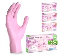 100x ARNOMED® Guantes nitrilo talla M Rosa, Guantes desechables quirurgicos y laboratorio, Luvas nitrilo descartaveis sin polvo y látex, Manoplas nitrilo en XS, S, M, L, XL, XXL