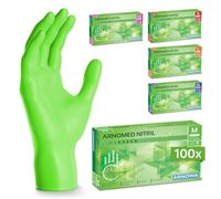 100x ARNOMED® Guantes nitrilo talla M Verde, Guantes desechables quirurgicos y laboratorio, Luvas nitrilo descartaveis sin polvo y látex, Manoplas nitrilo en XS, S, M, L, XL, XXL