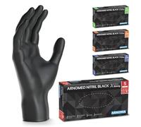 100x ARNOMED® Guantes nitrilo talla S Negro [50% más gruesos], Guantes desechables, Luvas nitrilo descartaveis sin polvo y látex, Manoplas nitrilo en S, M, L, XL