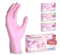 100x ARNOMED® Guantes nitrilo talla S Rosa, Guantes desechables quirurgicos y laboratorio, Luvas nitrilo descartaveis sin polvo y látex, Manoplas nitrilo en XS, S, M, L, XL, XXL