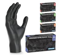 100x ARNOMED® Guantes nitrilo talla XL Negro [50% más gruesos], Guantes desechables, Luvas nitrilo descartaveis sin polvo y látex, Manoplas nitrilo en S, M, L, XL