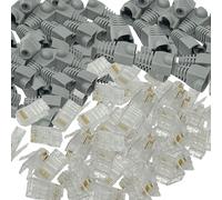 100x Conectores RJ45 CAT6 UTP con Fundas, 8P8C Modular, AWG26, Pack de 100 Unidades, Compatible con Ethernet, PC, Router, Switch, Consolas, TV (Bolsa de 100 parejas de conector y funda) 51CH101_100