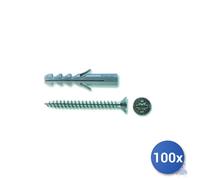 100x Fischer Tassello Con Vite Nylon Gris TSP 5Mm Truciolare Pozidriv E-100