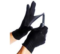 100x Guantes De Nitrilo - Tarea Pesada Guantes Desechables Sin Látex y Polvo AQL 1.5 Trabajo Pesado Mecánico Químico Industria Lavado Conserje Limpieza (Negro, S (6-7))