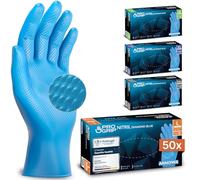 100x PROGRIP Guantes nitrilo talla L Azul [Con doble grosor y textura diamante], Guantes desechables de nitrilo para taller, industria y montaje, Luvas nitrilo descartaveis