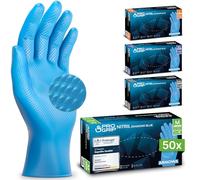 100x PROGRIP Guantes nitrilo talla M Azul [Con doble grosor y textura diamante], Guantes desechables de nitrilo para taller, industria y montaje, Luvas nitrilo descartaveis