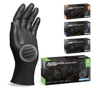 100x PROGRIP Guantes nitrilo talla M Negro [Con doble grosor y textura diamante], Guantes desechables de nitrilo para taller, industria y montaje, Luvas nitrilo descartaveis