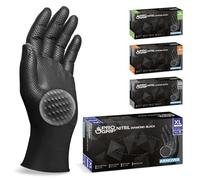 100x PROGRIP Guantes nitrilo talla XL Negro [Con doble grosor y textura diamante], Guantes desechables de nitrilo para taller, industria y montaje, Luvas nitrilo descartaveis