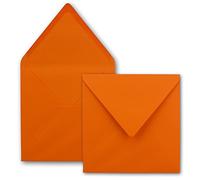 100x Sobres cuadrados de color naranja - 15,5 x 15,5 cm - sin ventana, con cola húmeda - 110 g/m² - Para tarjetas de invitación a bodas, cumpleaños y más - Serie FarbenFroh