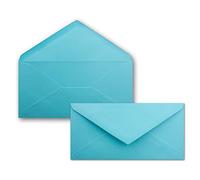 100x Sobres turquesa - DIN Largo - 110 x 220 mm (11 x 22 cm) - Pegamento húmedo sin ventana - Ideal para tarjetas de invitación - Serie FarbenFroh