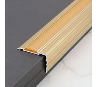 100x4x3cm Perfil de Borde de Escalera Antideslizantes para Exteriores, Protectores de Borde de Escalera de Aluminio con Vinilo Flexible para Escalones(Gold)