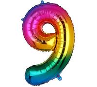 101 CM Grande Arcoíris Número 9 Foil Globo Mylar Gigante Niña Helio Globos Suministros de Decoración de Fiesta de Cumpleaños Bebé