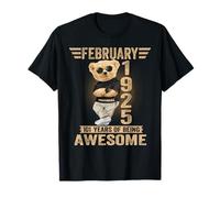 101 de febrero Cumpleaños Hombres Mujeres 1925 Impresionante Oso de Peluche Camiseta