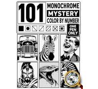 101 Monochrome Mystery Color by Number: A One Color Monochrome Coloring Book for Adults - Black and White Puzzle Designs for Relaxation (Stress Relief Color by Number For Adults)