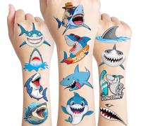 101 tatuajes temporales de tiburón, animales marinos, peces bajo el mar, océano, decoración de fiesta de cumpleaños, suministros de decoración, regalos, niños, niñas, baby shower, lindo tatuaje falso,