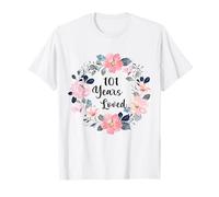 101 Years Loved 101th Birthday Floral 101 Year Old Men Women Camiseta