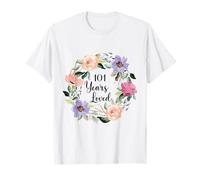 101 Years Loved 101th Birthday Floral 101 Years Loved Women Camiseta