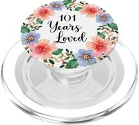 101 Years Loved 101th Birthday Floral 101 Years Loved Women PopSockets PopGrip para MagSafe