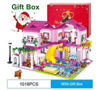 (1018 piezas en una caja) Amigos Casa adosada Vacaciones de verano Villa Castillo Bloques de construcción Figuras