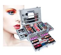 102 Colores Juego de Maquillaje, Maletín de Maquillaje, Cosmetics con Ceja Polvos Prensados, Polvo y Rubor - Kit de Maquillaje Profesional Completo(Caja de plata)