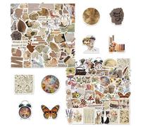 102 Pegatinas Retro de Decoración, Autoadhesivas, Artísticas de Cuentas de Mano, Impermeables de PVC, Sin Repetición