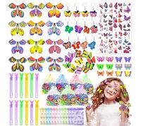 102 Relleno Piñata Cumpleaños Mariposa, Regalos Cumpleaños Niñas, Juguetes Mariposas Voladoras Anillos Tatuajes Pinzas Pelo Bolsas de Regalo Fiesta Cumpleaños Niñas