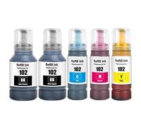 102 Tinta ET-2850 ET-4850 ET-3850 ET-2856 ET-4856 Compatible con Epson 102 Cartucho de Tinta Multipack para ET-4850 ET-2750 ET-2756 ET-4750 ET-2851 ET-15000 (5 Pack, 2BK/C/M/Y)