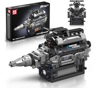 10205 V12 RR - Juego de construcción de motor para adultos, kit de modelo de motor Technic de 12 cilindros con batería y motor para ventiladores de automóviles y máquinas, regalo creativo STEM para