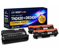 1024TONER Pack 2 Tóner TN2420 + Tambor DR2400 Compatible Brother Negro, Tóner 3.000 pág. y Tambor 12.000 pág., para HL-L2310D HL-L2350DW HL-L2370DN MFC-L2710DW DCP-L2530DW