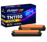 1024TONER TN1150 Pack 2 Tóner Compatible con Brother TN-1150 con Chip, Negro, 1.000 Páginas por Cartucho, para HL-L1240W HL-L1242W HL-L1242WXL DCP-L1640W DCP-L1642W DCP-L1642WXL DCP-L1660W