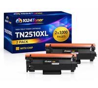 1024TONER TN2510XL Pack 2 Tóner Compatible Brother TN-2510XL Alta Capacidad 3000 Páginas, para HL-L2400DW HL-L2445DW DCP-L2620DW DCP-L2660DW MFC-L2800DW MFC-L2827DW MFC-L2835DW MFC-L2860DW (2 Negro)