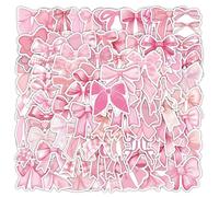 103 pegatinas de lazo rosa para botellas de agua, bonitos patrones, autoadhesivas, a prueba de humedad, estéticas vintage, para portátil, teléfono, diario, calcomanías decorativas con nudo de lazo