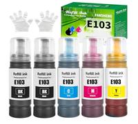 103 Tinta Compatible con Epson 103 C13T00S64A Botellas de Recarga de Tinta para Ecotank L1110 L1210 L1250 L3100 L3110 L3111 L3116 L3150 L3151 L1110 L3101 Impresoras(5-P 2 Negro/Cian/Magenta/Amarillo)
