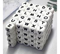 104 cuentas de silicona con letras, cuentas de silicona del alfabeto para hacer llaveros de la A a la Z, kit de fabricación de llaveros de 12 mm