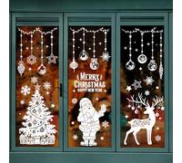 104 Piezas Pegatinas Navidad Ventanas Cristal Grandes,Blanco Vinilos Navidad Escaparate, 5 Hojas Adornos de Navidads para Ventanas Reutilizable, Adhesivos Navideñas Ventana para la Decoracion