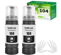104 Tinta Compatible con Epson E104 Cartucho Multipack para ET-2870 ET-4800 ET-2820 ET-1810 ET-2826 ET-2821 ET-2815 ET-2720 ET-2710 ET-2711 ET-2726 ET-2810 ET-2812 ET-2814 impresoras(2 x Negro)