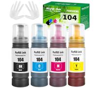 104 Tinta Compatible con Epson E104 Cartucho Multipack para ET-2870 ET-4800 ET-2820 ET-1810 ET-2826 ET-2821 ET-2815 ET-2720 ET-2710 ET-2711 ET-2726 ET-2810 ET-2812 ET-2814 impresoras(4P BK/C/M/Y)