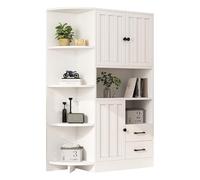 104 x 35 x 155 cm, armario de esquina con 3 armarios + 2 cajones, estanterías de salón, armarios altos y highboard con un total de 14 áreas de almacenamiento, estanterías, aparador, color blanco