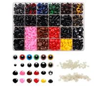 1040 Piezas Ojos de Seguridad y Narices de Seguridad 6-14mm Ojos de Muñecas Amigurumis Vistoso Ojos de Plástico con Arandelas Ojos Manualidades para Muñeca de Peluche Animales Rellenos Hacer Muñecas