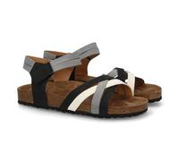 104083 Sandalia bio para mujer con diseno moderno de tiras cruzadas, plantilla anatomica que ofrece una pisada confortable y estable. Cierre autoadherente. Suela ligera ideal verano. Negro Talla 38