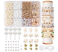 1042 Piezas Kit Para Hacer Pulseras, Haz Tu Propia Joyería con Perlas en Forma de Concha, Tortuga, Letras y Corazón, Kit de Manualidades para Joyería DIY, Pulseras de Playa, Aretes y Collares