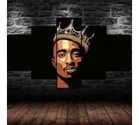 104Tdfc 5 Pieza Cuadro En Lienzo Regalo Halloween Rey 2Pac Tupac Shakur Rapero Impresión Lienzo 5 Piezas Cuadros Lienzo Modular Póster,Talla:150X80Cm niños Habitación Decoración