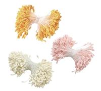 1050 Piezas Estambres Artificiales para Flores de Limpiadores de Pipas Estambres Artificiales de Doble Perla,Pistilos Mate en Amarillo, Blanco y Rosa Ideal para Creación de Flores DIY Artificiales