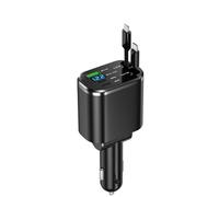 105W Cargador de Coche Retráctil 5-en-1 | Cargador Coche Carga Rápida USB-C | Accesorios Coche con Cable Retráctil | Compatible iPhone 16/15 / 14/13, Samsung S24 /S23, iPad, Galaxy & AirPods.