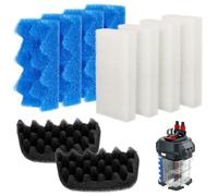 106/107 Bio Foam - Kit de filtros de acuario de repuesto compatible con filtros Fluval 106/107, juego de esponjas de espuma biológica, 4 blancas, 4 azules y 2 negras para filtración biológica y